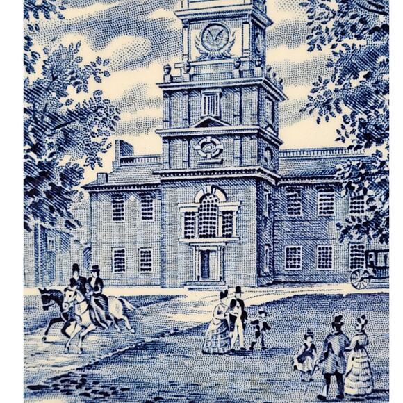 Staffordshire Vintage Liberty Blue 1776 Colonial Transferware 2 Dinner Plate 1-5 - Picture 3 of 10